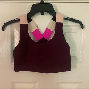 Lululemon Color Block Criss Cross Back Sports Bra Purple Pink Fits Like 2 / 4 *